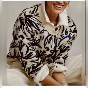 Anthropologie Floral Pop Embroidered Sweater size S